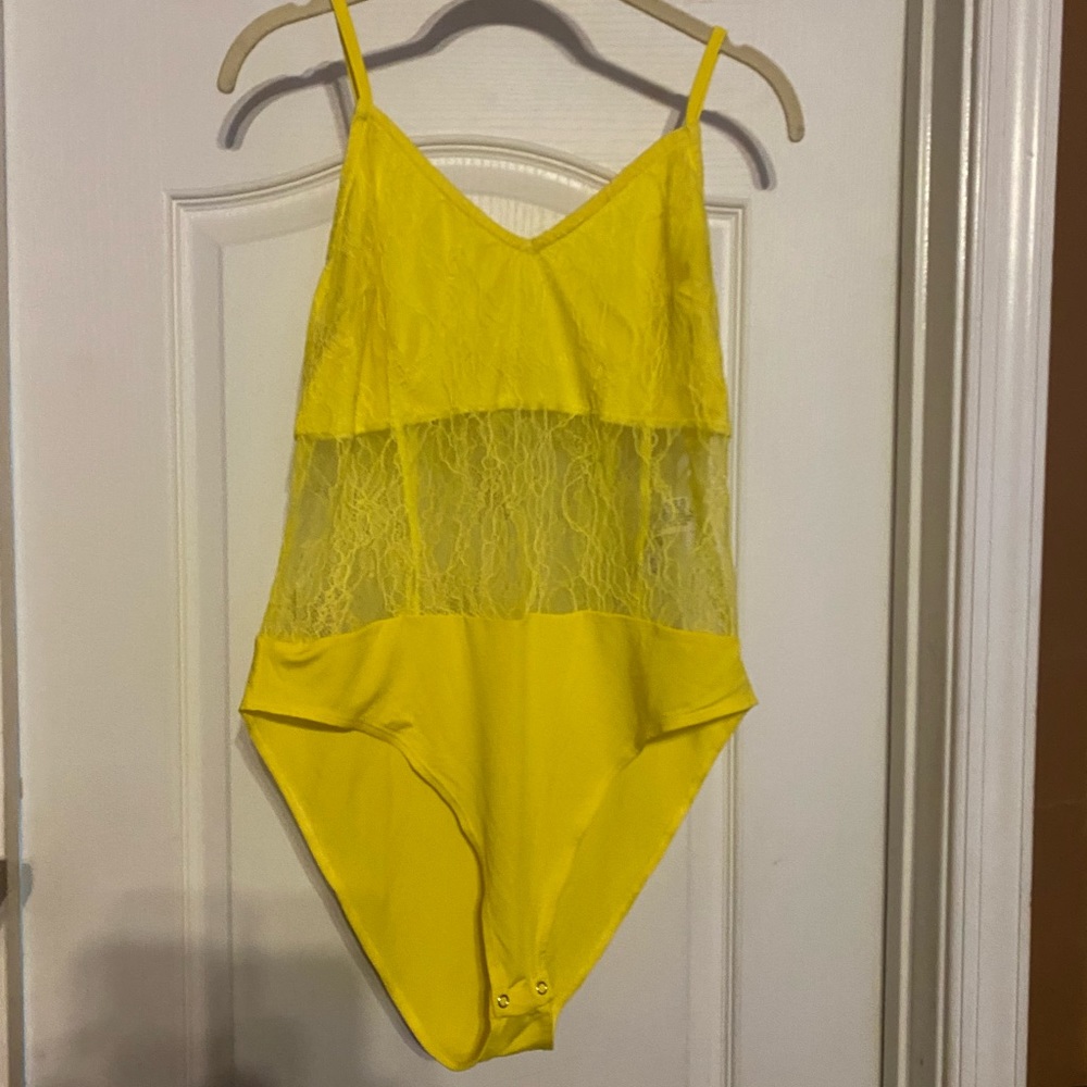 Yellow knit body suit